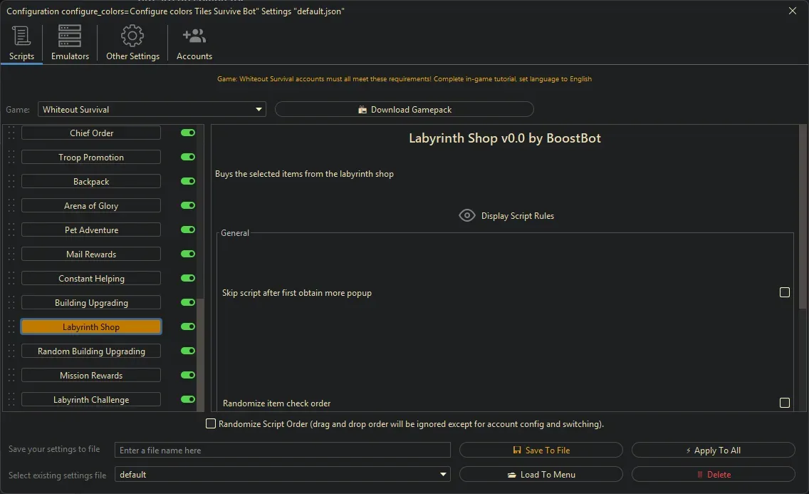 Whiteout Survival Bot - Labyrinth Shop