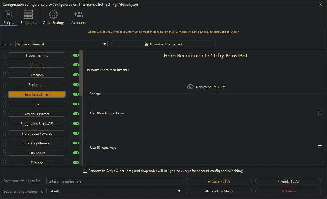 Whiteout Survival Bot - Hero Recruitment