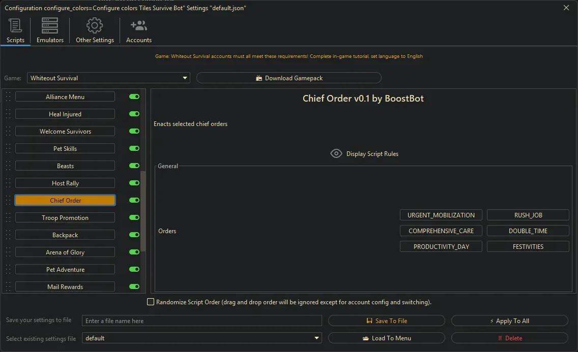 Whiteout Survival Bot - Chief Order