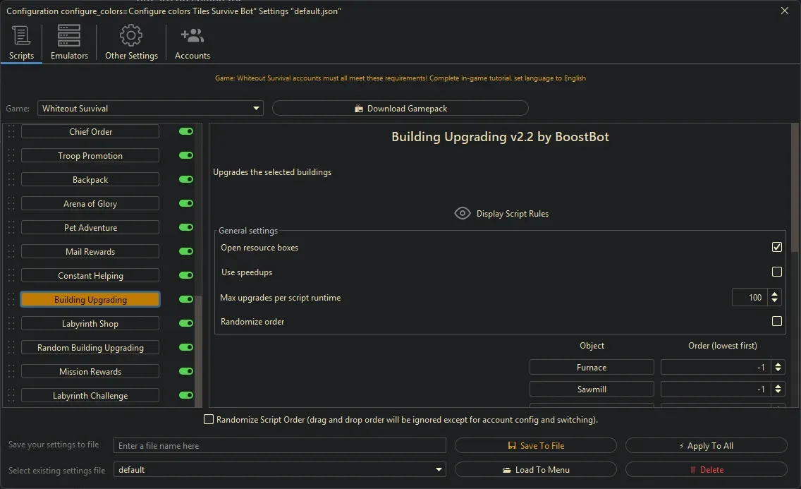 Whiteout Survival Bot - Building Upgrading