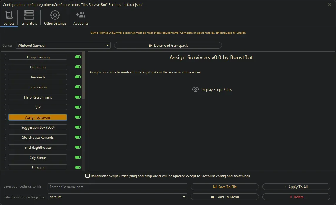 Whiteout Survival Bot - Assign Survivors