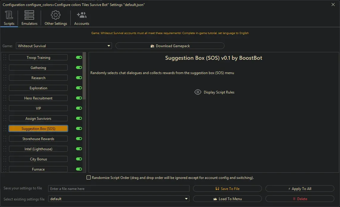 Whiteout Survival Bot - Suggestion Box (SOS)