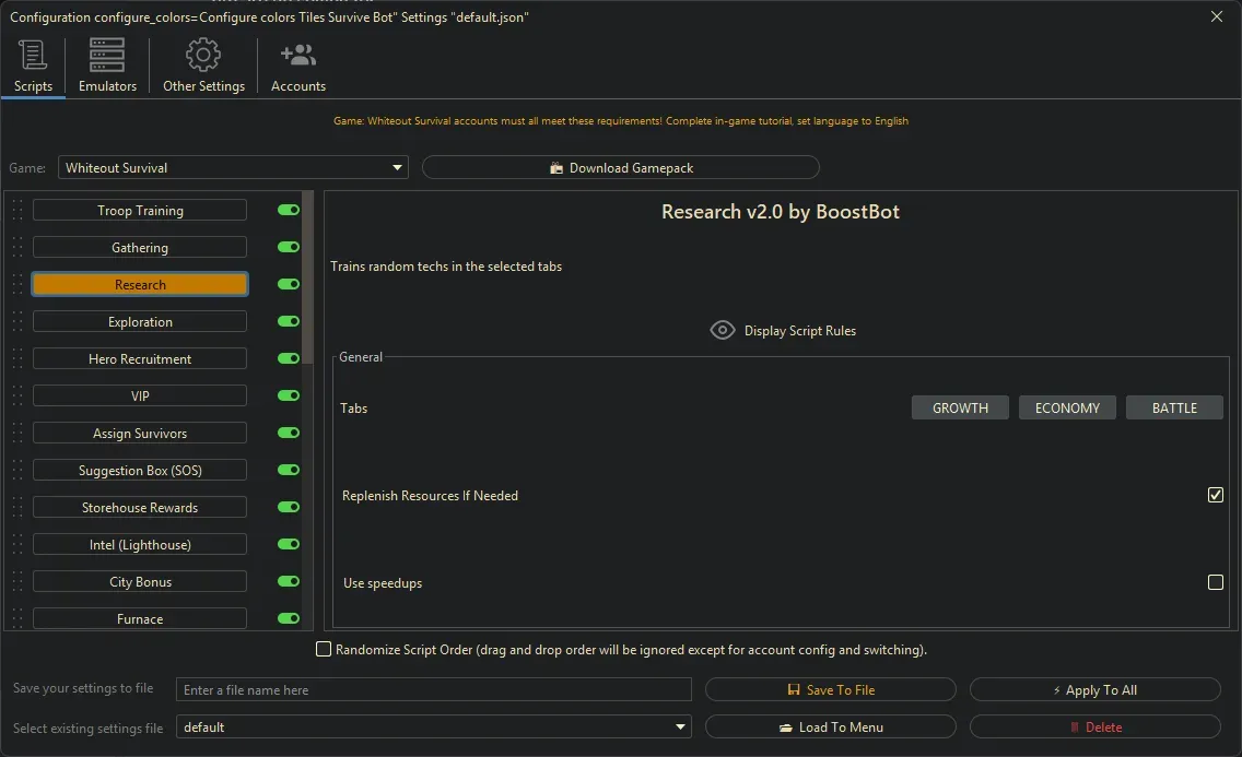 Whiteout Survival Bot - Research