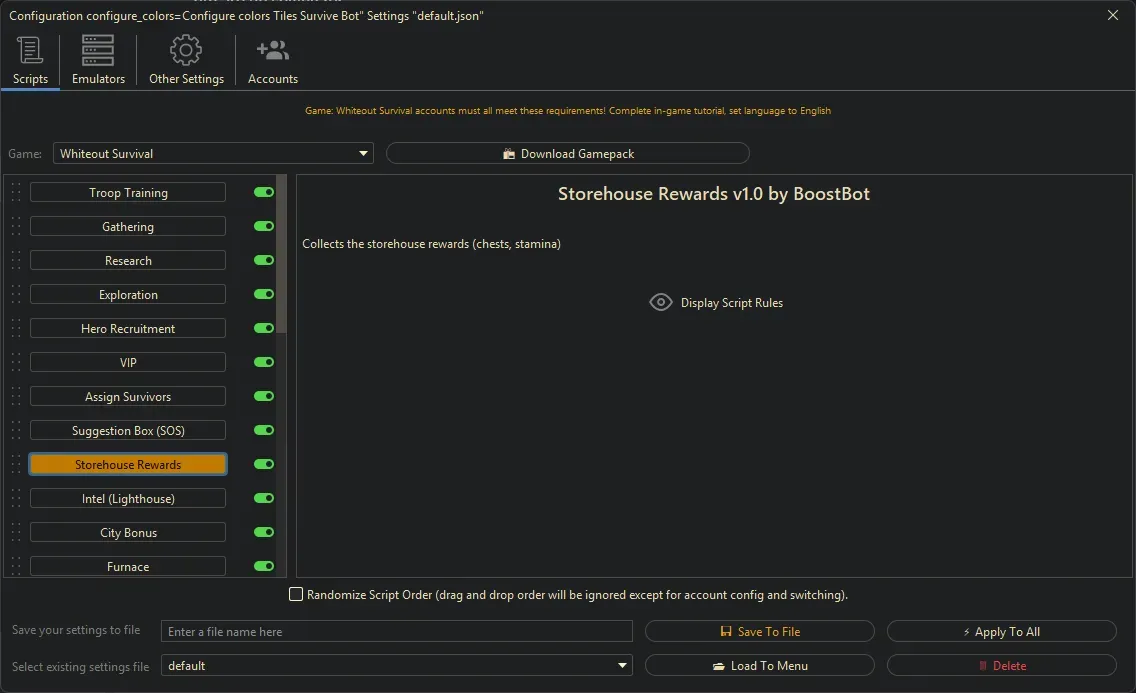 Whiteout Survival Bot - Storehouse Rewards