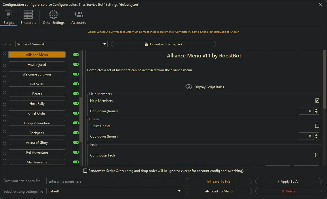Whiteout Survival Bot - Alliance Menu